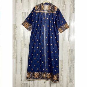 Unique vintage 70s Handmade Boho chambray denim duster caftan